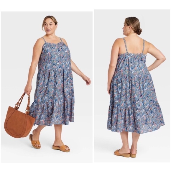 NWT Knox Rose Off The Coast Floral Tiered Boho Midi Sundress Size Large - Picture 1 of 16